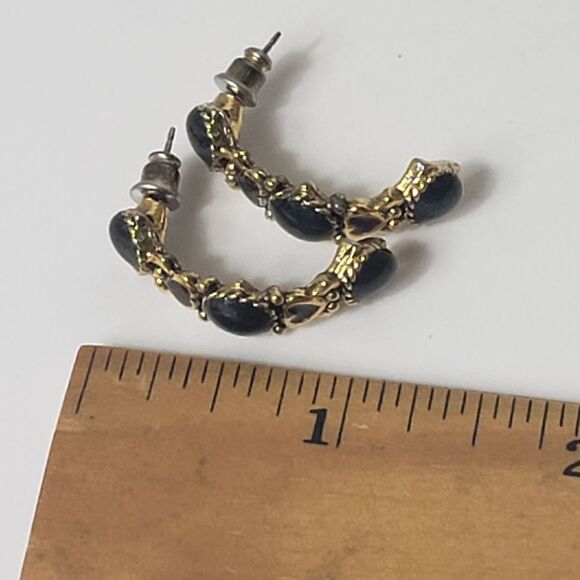 HALF-HOOP Resin Embellished Goldtone Earrings - Picture 6 of 6